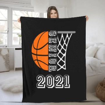 Discover Graduate Senior Class 2021 Graduation Basketball Fleece Blankets