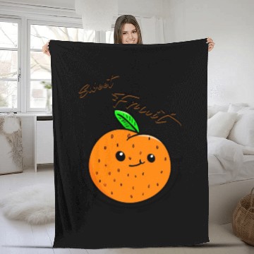 Discover Sweet Orange Fruit Fleece Blankets