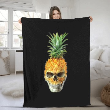 Discover pineapple skull Fleece Blankets