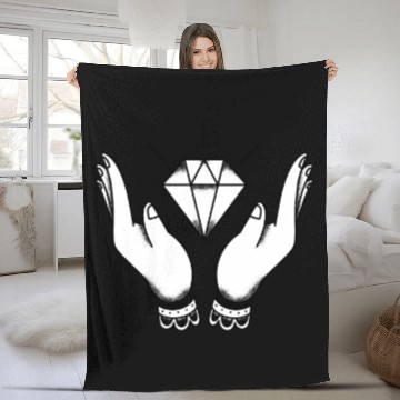 Discover Diamond in hand jewelry luxury bling bling Fleece Blankets