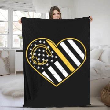 Discover 911 Dispatcher Patriotic US Heart Flag Gift Fleece Blankets