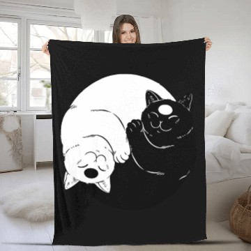Discover Cat Ying yang Fleece Blankets
