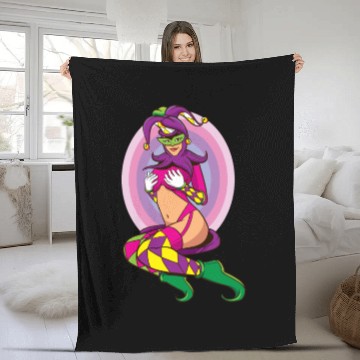 Discover Joker Girl Fleece Blankets Card Deck Halloween Costume
