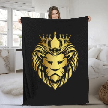 Discover Gold Lion Crown, queen, princess, royalty, king, Fleece Blankets