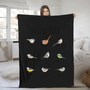 Discover Nice Tits Tufted Titmouse Bird watching Gift Funny Fleece Blankets