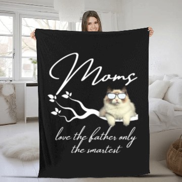 Discover Moms love daddy funny cat women's at-Fleece Blankets sarcast