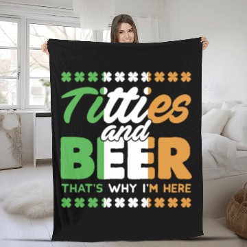 Discover Funny St. Patricks Day Irish Titties And Beer Gift Fleece Blankets