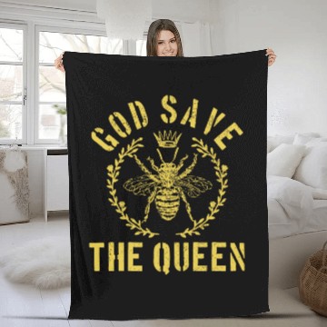 Discover God Save The Queen Bee Beekeeping Funny Beekeeper Fleece Blankets