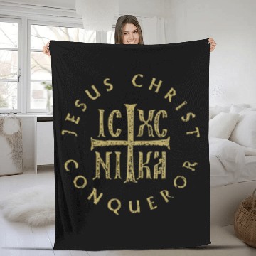 Discover Icxc Nika Cross Orthodox Christian Jesus Christ Co Fleece Blankets