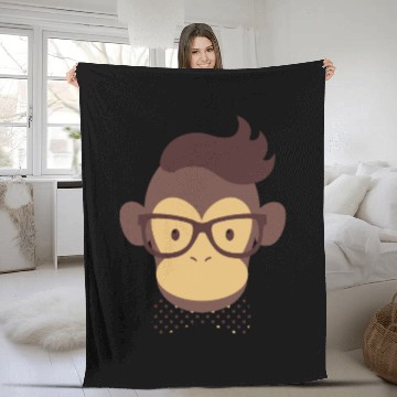 Discover Monkey face - monkey with bow tie and glasses Fleece Blankets