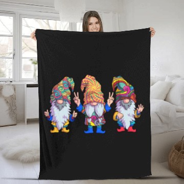 Discover Hippie Gnomes Retro Gnome Tie Dye Hippies Boho Pea Fleece Blankets