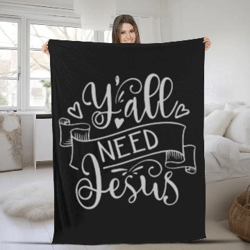 Discover Yall Need Jesus Heart Fleece Blankets