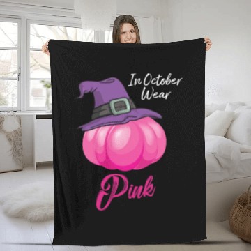 Discover October Wear Pink Halloween Witch Pumpkin Breast Fleece Blankets