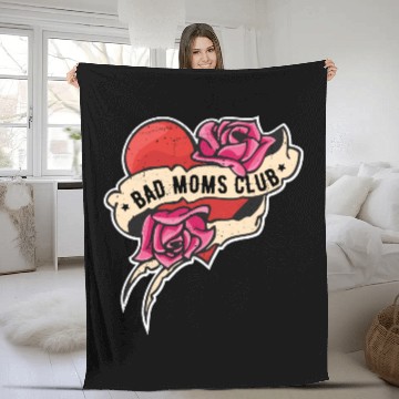 Discover Funny Bad Moms Club Tattoo Style Fleece Blankets