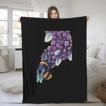 Discover Bee and lilac Fleece Blankets