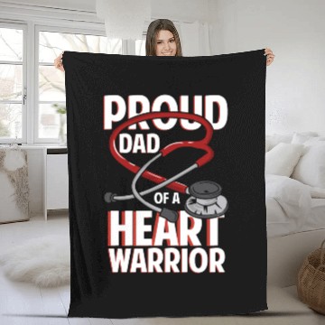 Discover Proud Dad Of A Heart Warrior Coronary Disease CHD Fleece Blankets