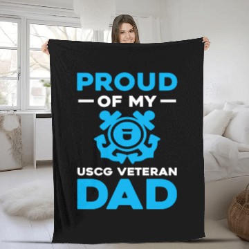 Discover Proud Of My USCG Veteran Dad Coast Guard Fleece Blankets