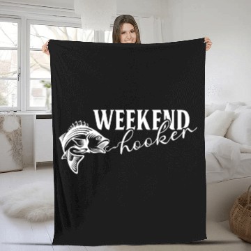 Discover Weekend Hooker Fishing Fleece Blankets