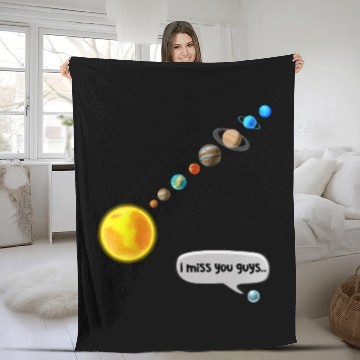 Discover Funny Pluto and Solar System Space Science Gift Fleece Blankets