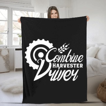 Discover Combine Harvester Driver Agricultural Treshing Fleece Blankets