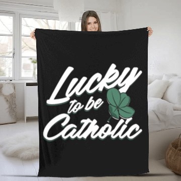 Discover Lucky To Be Catholic Jesus Christus Religion Gift Fleece Blankets