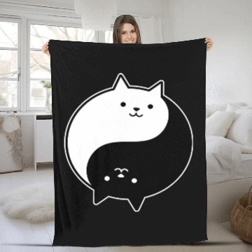 Discover Ying Yang Cat Fleece Blankets
