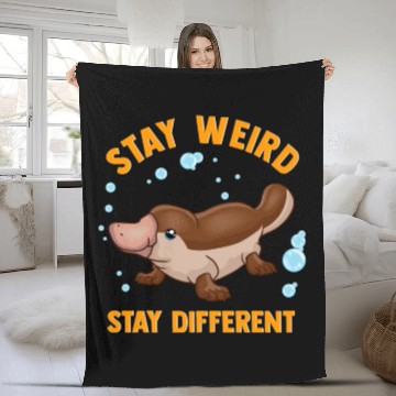 Discover Funny Stay Weird Stay Different Cute Platypus Fleece Blankets