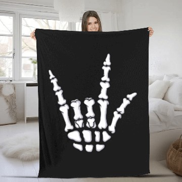Discover I Love You Sign Language Gift Skeleton Hand Hallow Fleece Blankets