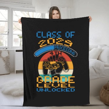 Discover Back to school Class of 2029 4th Grade Level Fleece Blankets
