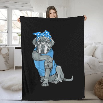Discover Neapolitan Mastiff Dog Tattoo I Love Mom Fleece Blankets