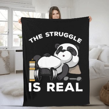 Discover Weightlifting sports Funny Gym workout Panda Fleece Blankets