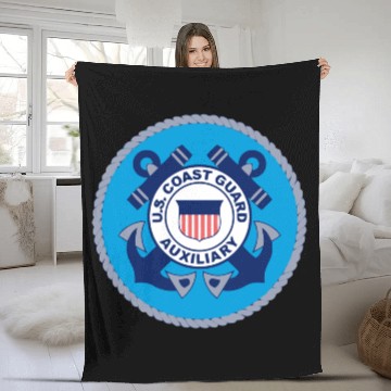 Discover Us Coast Guard Auxiliary Homeland Security Patch Fleece Blankets