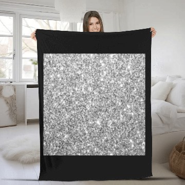 Discover Silver Sparkle Face Mask Fleece Blankets