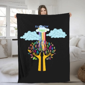 Discover RAINBOW TREE Fleece Blankets