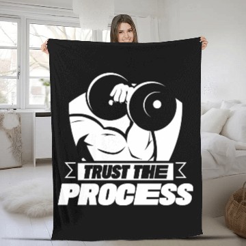 Discover Trust The Process Gym Motivation Fitness Workout Fleece Blankets