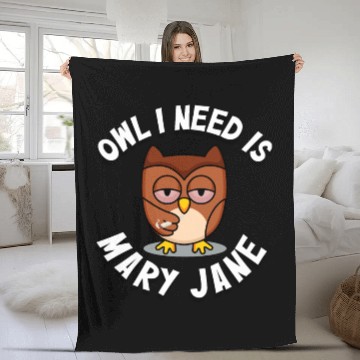 Discover Stoner Owl Stoned Owl Mary Jane night bird Fleece Blankets
