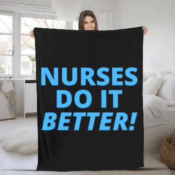 Discover Nurses Do It Better (in blue letters version) Fleece Blankets