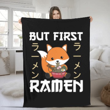 Discover Fox Powered By Ramen Cute Kawaii Foxes Fleece Blankets