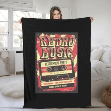 Discover 80s Music Retro Music Poster Cassette Fleece Blankets