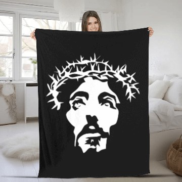 Discover Jesus crown of thorns stencil Fleece Blankets