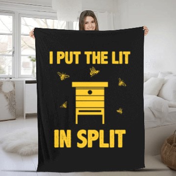 Discover Funny Beekeeping Beekeeper Bee Hive Split Fleece Blankets