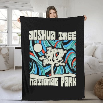 Discover Joshua Tree National Park Retro Psychedelic 60S Ho Fleece Blankets