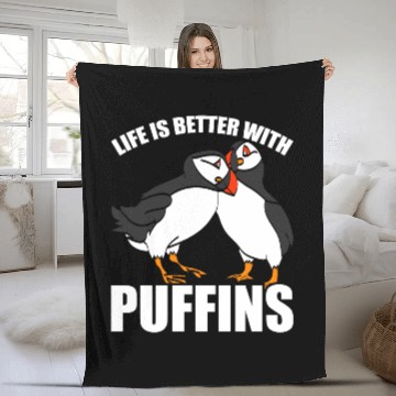 Discover Puffin puffin gift bird Fleece Blankets