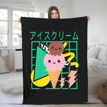 Discover The 90s Japanese Kawaii Ice Cream Fleece Blankets