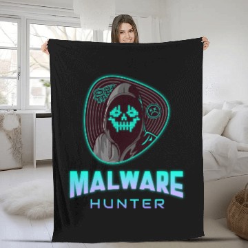 Discover Cyber Security - Malware Hunter Neon 2 Fleece Blankets