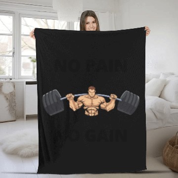 Discover No Pain No Gain - funny gym Fleece Blankets