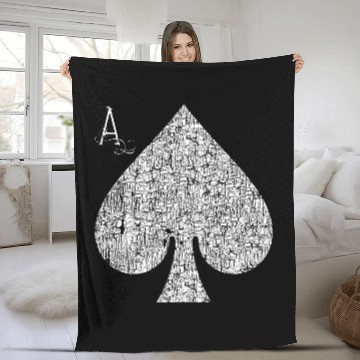 Discover Ace of Spades Poker Playing Card Fleece Blankets