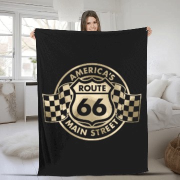 Discover Route 66 America'S Main Street Glam Fleece Blankets