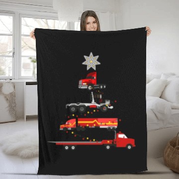 Discover 18 Wheeler Christmas Tree Truck Driver Christmas D Fleece Blankets