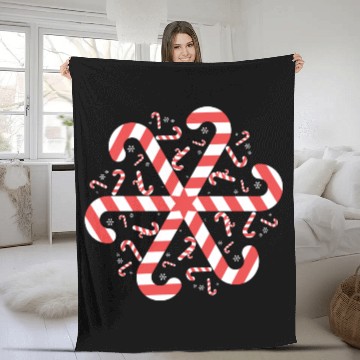 Discover Candy Cane Gift Snowflake Candy Cane Christmas Fleece Blankets